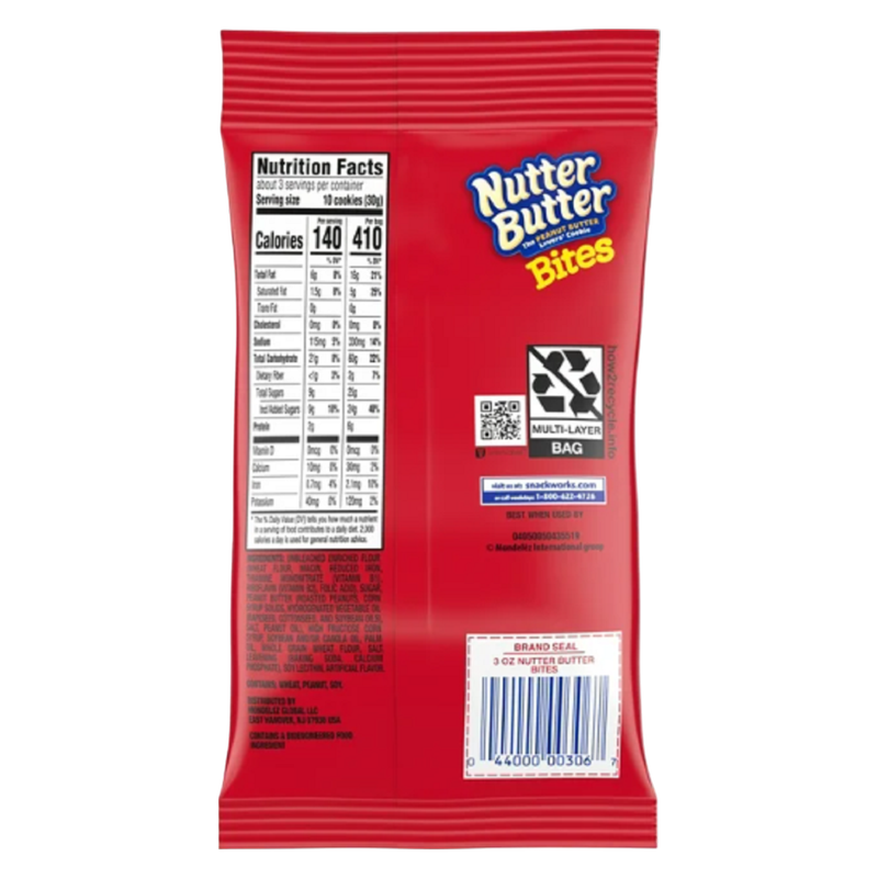 Nutter Butter Bites Peanut Butter Sandwich Cookies, 3oz
