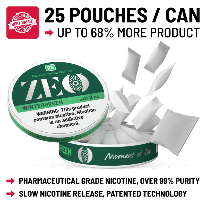 ZEO Wintergreen Nicotine Pouches 25ct 9mg