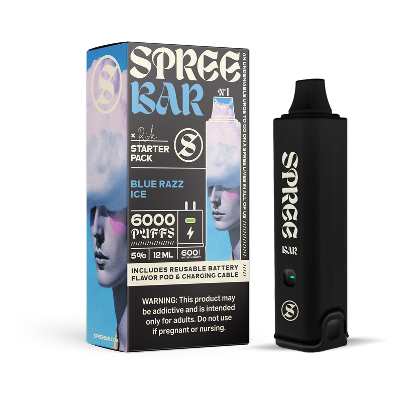 tobacco free disposable vape Spree Bar Tobacco-Free Blue Razz Ice 6000 Puffs – NOCAP Blue Razz Lemonade | Banana Vape Flavor:Peachy Ringz