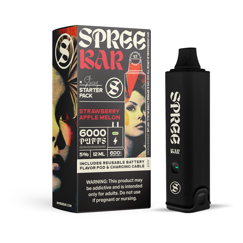 Spree Bar Tobacco-Free Strawberry Apple Melon Disposable Vape 6000 Puffs